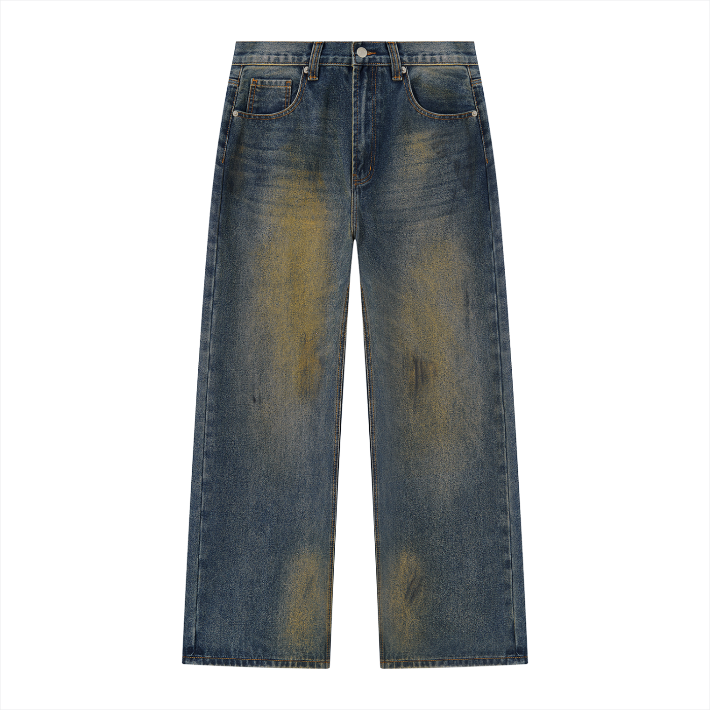 G Men's Vintage Wash Wide Leg Denim Jeans